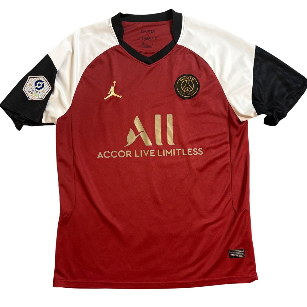 Paris Saint-Germain PSG Jordan Burgundy Soccer Jersey Ligue 1 Champion Mens M